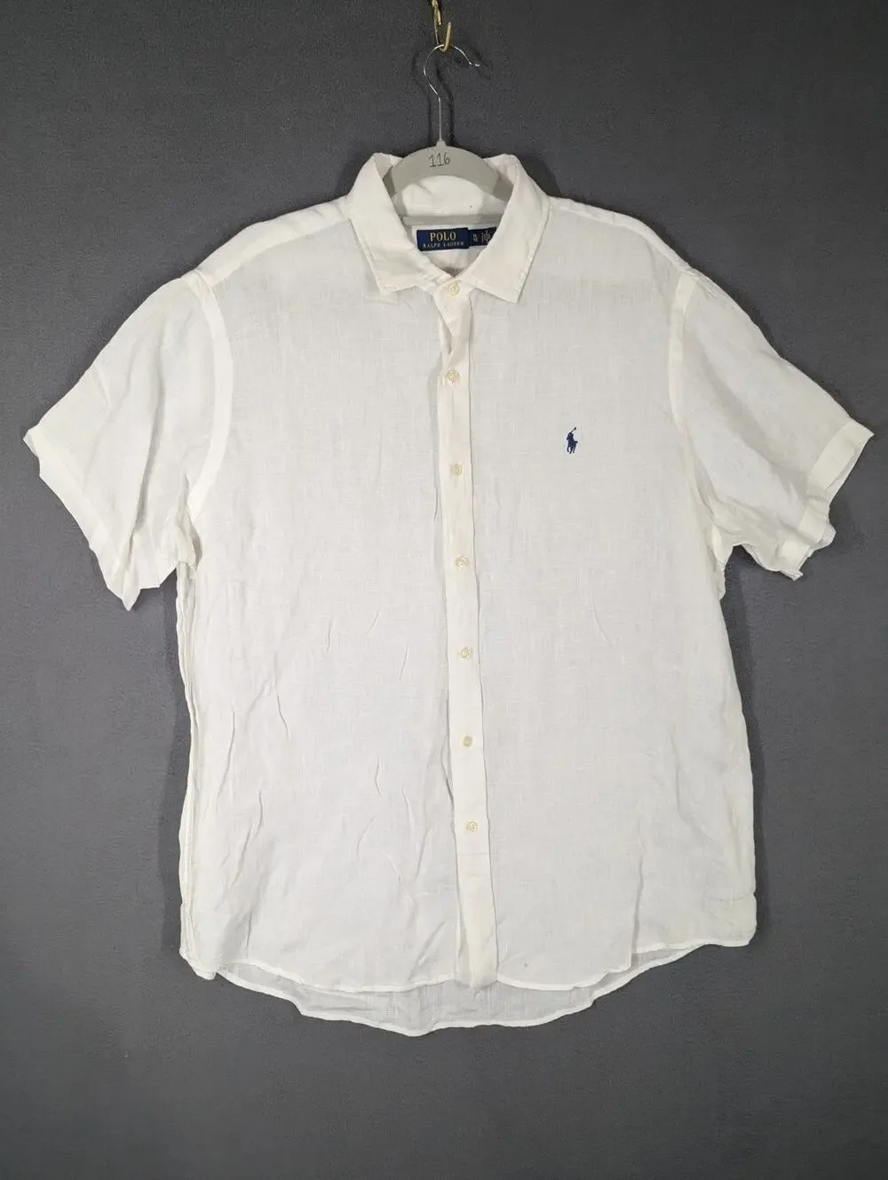 Polo Ralph Lauren Mens XL 100% Linen White Button Up Shirt Long Sleeve
